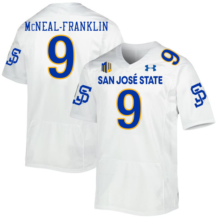 San Jose State Spartans #9 Noah McNeal-Franklin College Football Jerseys,Uniforms-White
